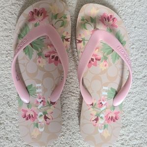 Floral COACH Sandals Pink/Tan Size 7